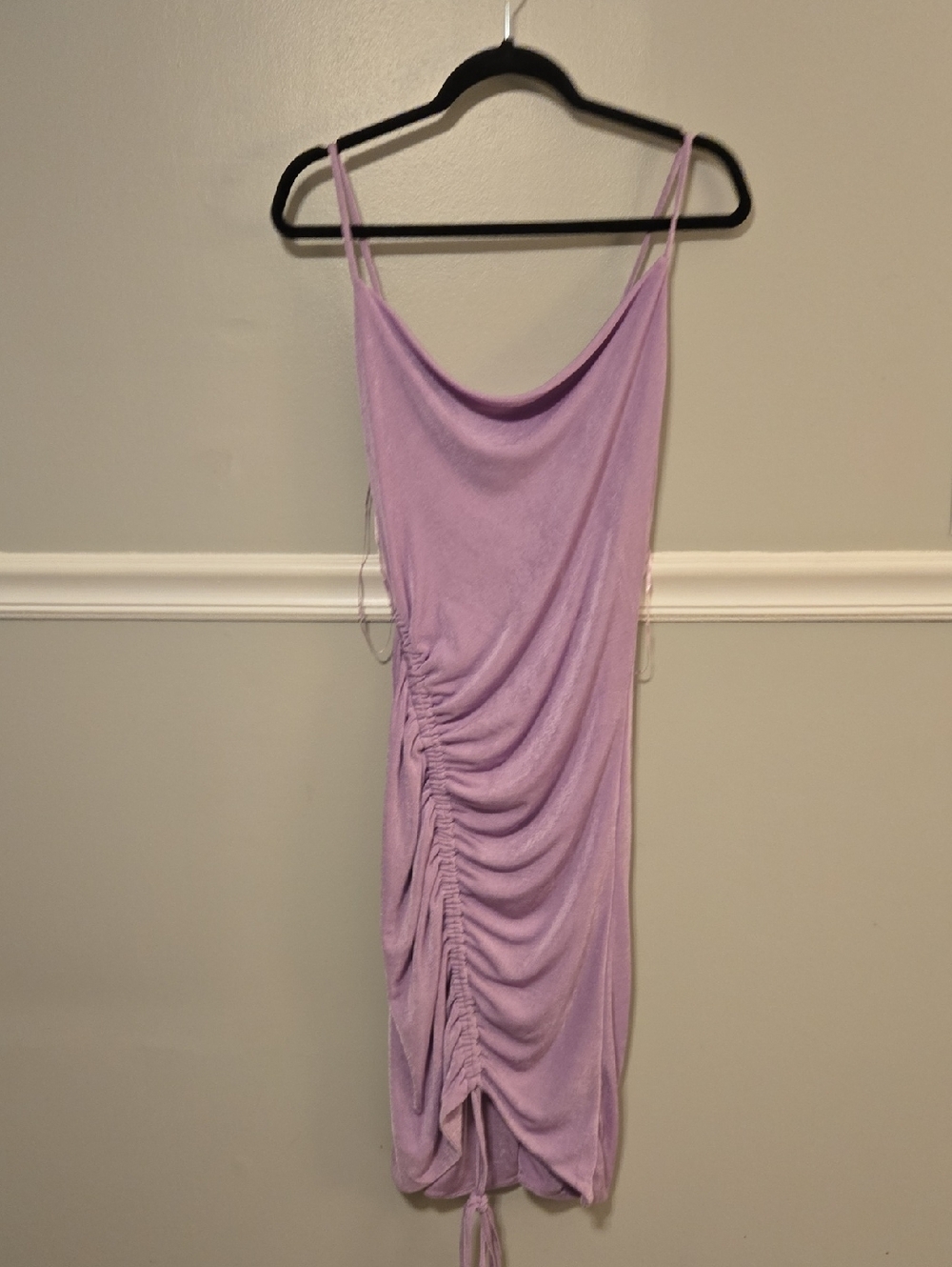 Bardot Pastel Lilac Ruched High-Low Slip Dress